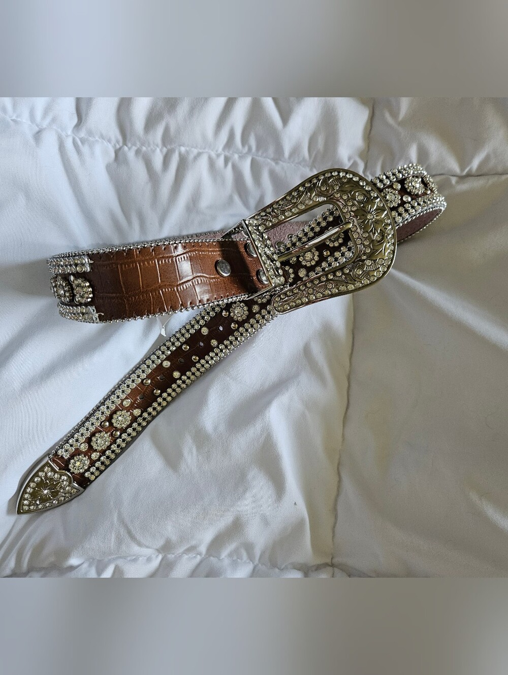 Boot Barn Angel Ranch Rhinestone Brown Western with Rhinestone Buckle